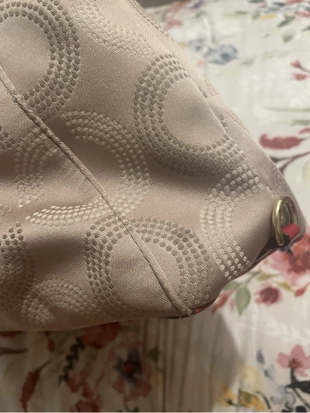 Coach Ashley Signature Khaki Red Op Art Dotted Satchel Crossbody, 2012, F20027 - Picture 11 of 16